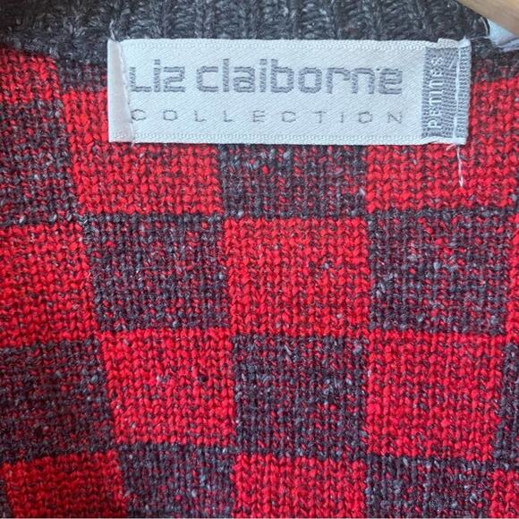 Checkered Cardigan Silk Wool Blend Checkered Vintage Sweater - Picture 10 of 16